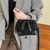 Vintage Leather Women Handbag Rivet Clutch Tote Bags Small Shoulder Crossbod