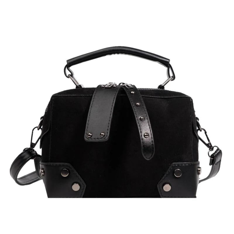 Vintage Leather Women Handbag Rivet Clutch Tote Bags Small Shoulder Crossbod