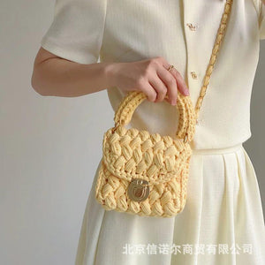 Rope Crochet Crossbody Bags for Women Chains Knitting Handbags