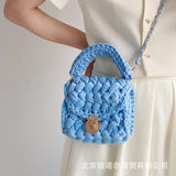 Rope Crochet Crossbody Bags for Women Chains Knitting Handbags