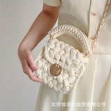 Rope Crochet Crossbody Bags for Women Chains Knitting Handbags