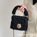 Rope Crochet Crossbody Bags for Women Chains Knitting Handbags