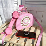 Stylish Women Telephone Shaped Crossbody PU Leather Shoulder Bag