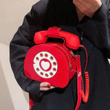 Stylish Women Telephone Shaped Crossbody PU Leather Shoulder Bag