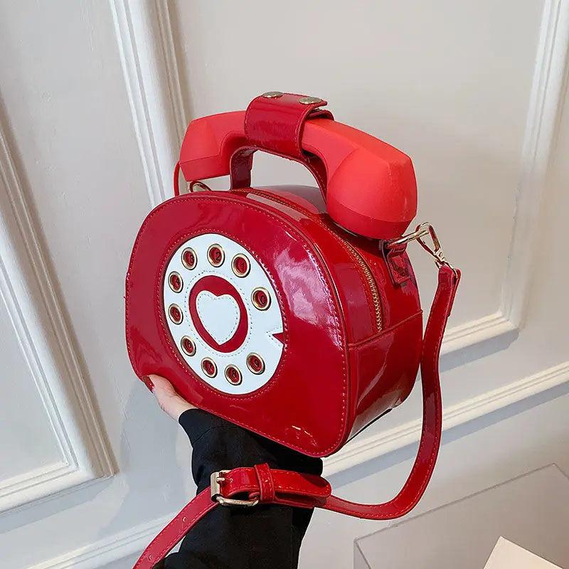 Stylish Women Telephone Shaped Crossbody PU Leather Shoulder Bag