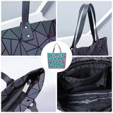 Luminous Geometric Shoulder Bag Quilted Handbag Hologram bolsa feminina