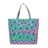 Luminous Geometric Shoulder Bag Quilted Handbag Hologram bolsa feminina