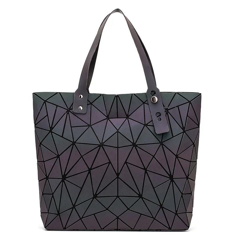 Luminous Geometric Shoulder Bag Quilted Handbag Hologram bolsa feminina