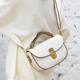 Beige Soft Leather Handbag Girl Lady Shoulder Messenger Bag