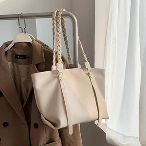 Soft Big Tote Bags For Women Large Capacity A4 Work Female Braiding Shoulder Bag