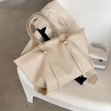 Soft Big Tote Bags For Women Large Capacity A4 Work Female Braiding Shoulder Bag