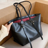 Soft Big Tote Bags For Women Large Capacity A4 Work Female Braiding Shoulder Bag