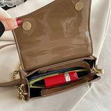 Patent Leather Chain Crossbody Bags Purple Green Shoulder Bags Evening Clutch