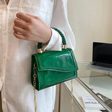 Patent Leather Chain Crossbody Bags Purple Green Shoulder Bags Evening Clutch