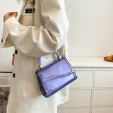 Patent Leather Chain Crossbody Bags Purple Green Shoulder Bags Evening Clutch