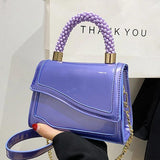 Patent Leather Chain Crossbody Bags Purple Green Shoulder Bags Evening Clutch