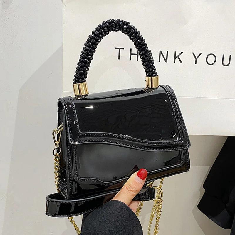 Patent Leather Chain Crossbody Bags Purple Green Shoulder Bags Evening Clutch