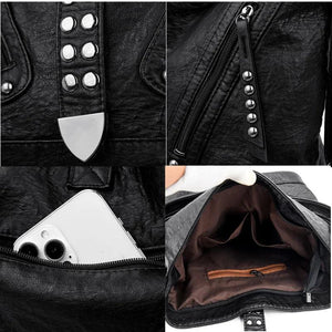 Rivet Leather Crossbody Bag Women Backpack Shoulder Bag 3 In 1 Tote Sac