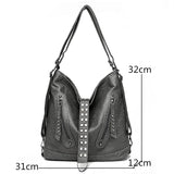 Rivet Leather Crossbody Bag Women Backpack Shoulder Bag 3 In 1 Tote Sac