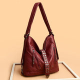 Rivet Leather Crossbody Bag Women Backpack Shoulder Bag 3 In 1 Tote Sac