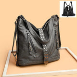 Rivet Leather Crossbody Bag Women Backpack Shoulder Bag 3 In 1 Tote Sac