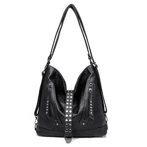 Rivet Leather Crossbody Bag Women Backpack Shoulder Bag 3 In 1 Tote Sac