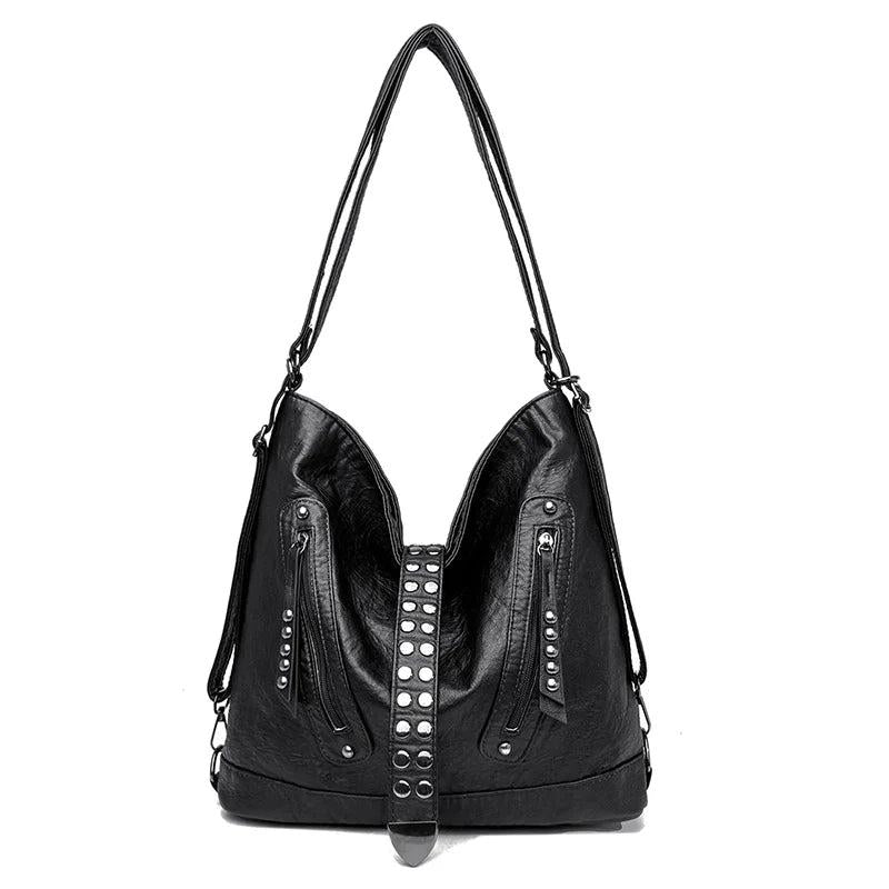 Rivet Leather Crossbody Bag Women Backpack Shoulder Bag 3 In 1 Tote Sac