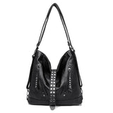 Rivet Leather Crossbody Bag Women Backpack Shoulder Bag 3 In 1 Tote Sac