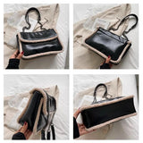 Vintage Oil Wax Leather Shoulder Bag Lamb Wool Messenger Chain Bag HPS1272