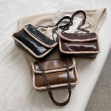 Vintage Oil Wax Leather Shoulder Bag Lamb Wool Messenger Chain Bag HPS1272