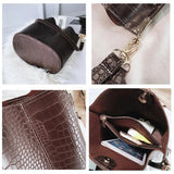 Vintage Crocodile Pattern Bucket Bag PU Leather Women Shoulder Bag