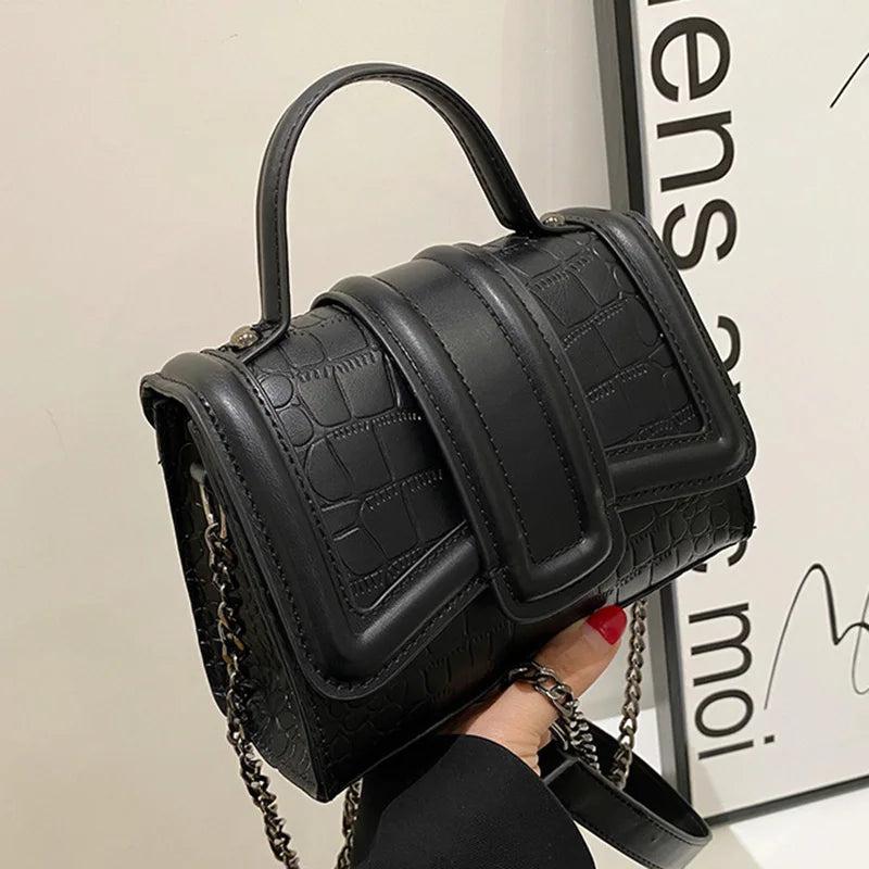 Stone Pattern Chain Shoulder Bag Clutch Flap Messenger Lady Handbag