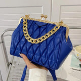Beige Shoulder Bag Thick Chain Sling Fold Clutch