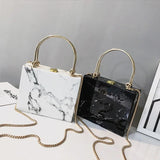 Marble Box Women Handbags Chains Shoulder Crossbody Bags Lady Evening