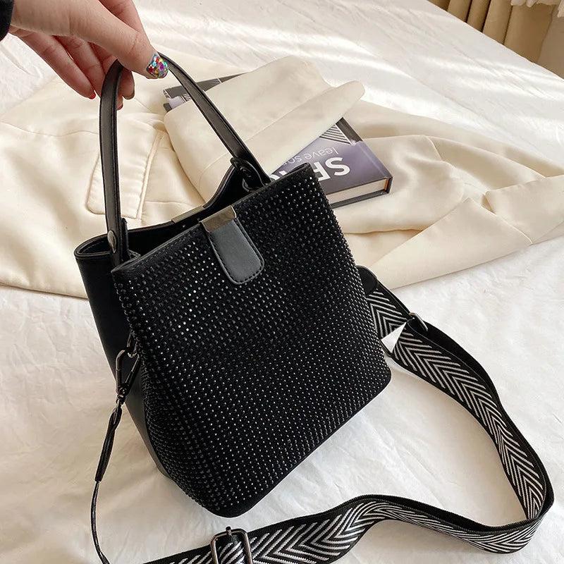 Women bucket bag Diamond Messenger Bags PU leather Shoulder Bags