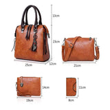 4pcs Women's Bag Set Solid PU Leather Handbag Messenger Shoulder Wallet Bags