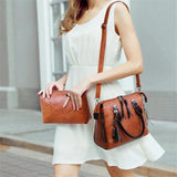 4pcs Women's Bag Set Solid PU Leather Handbag Messenger Shoulder Wallet Bags