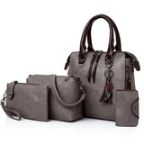 4pcs Women's Bag Set Solid PU Leather Handbag Messenger Shoulder Wallet Bags