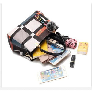 Geometric Panelled Leather Handbag Shoulder Bag