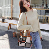 Geometric Panelled Leather Handbag Shoulder Bag