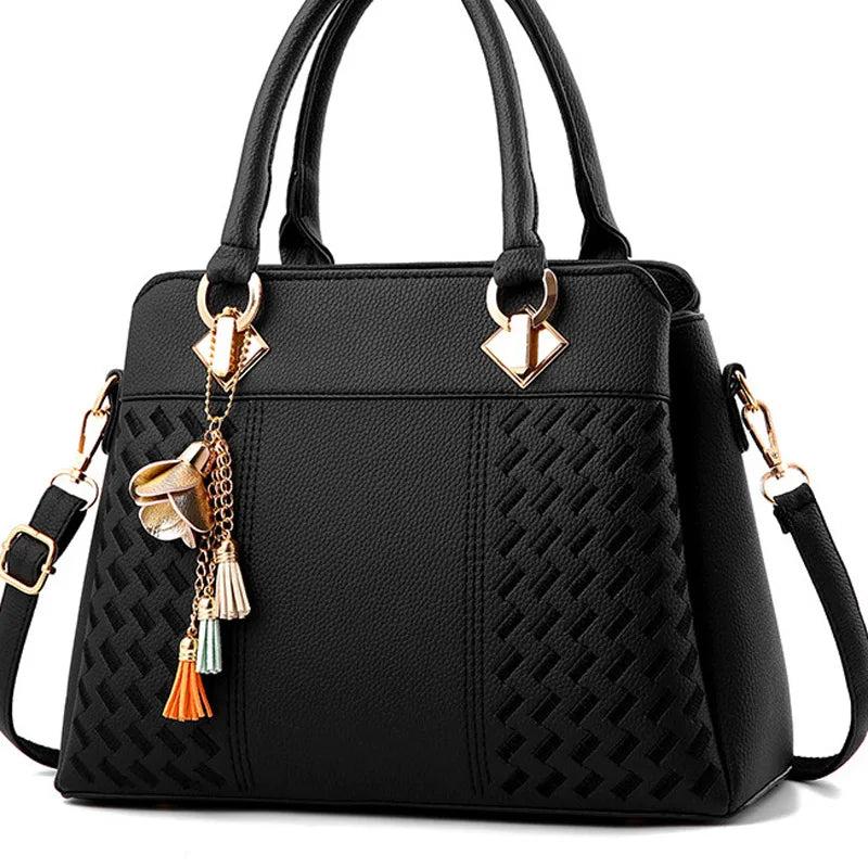 Solid PU Crossbody Bag Women Zipper Totes Streetwear Female Handbag