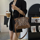 Leopard Rivet Tote Bag Women's Handbag Crossbody Purse