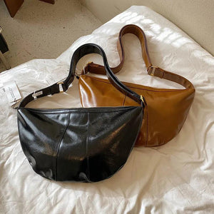 LEFTSIDE Splicing Leather Shoulder Bag for Women Large High Capacity Hobo Bag