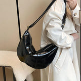 LEFTSIDE Splicing Leather Shoulder Bag for Women Large High Capacity Hobo Bag