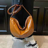 LEFTSIDE Splicing Leather Shoulder Bag for Women Large High Capacity Hobo Bag