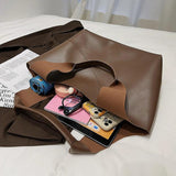 Vintage Casual Tote Bags Ladies Large Handbags Women Bag Set Solid Travel
