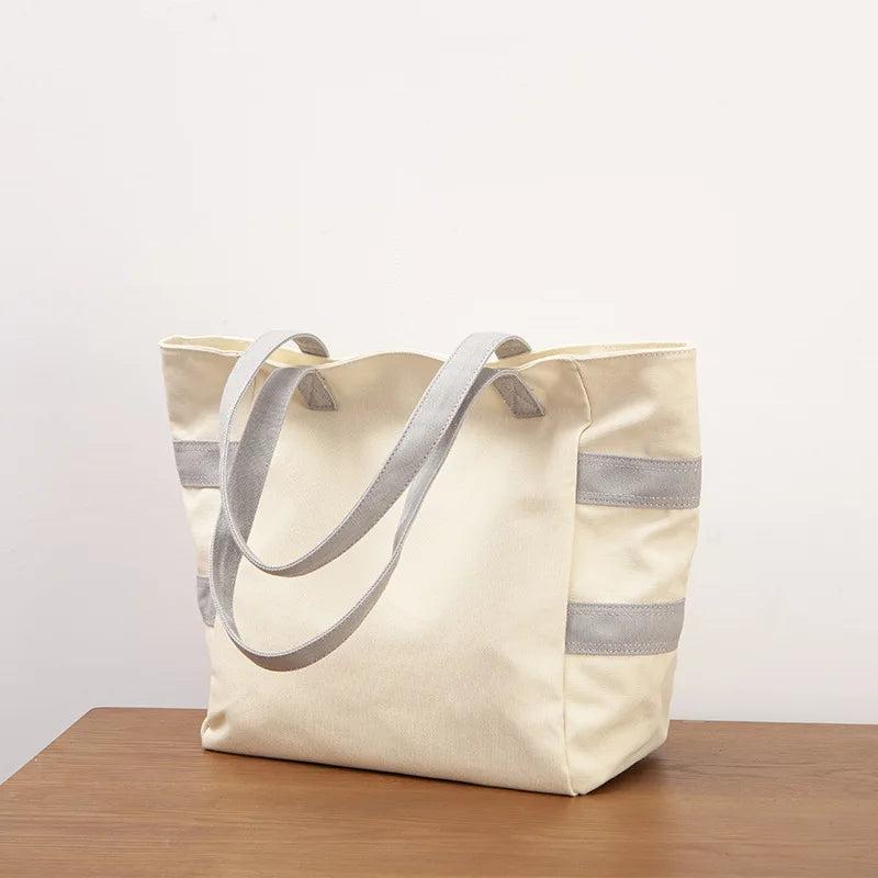 Large Cotton Canvas Tote Women's Shoulder Bag School Handbag