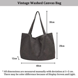 Japanese Vintage Canvas Shoulder Bag Large Shopping Tote for Women