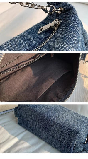 Denim Women Handbags with Chain Strap Crossbody Bag