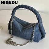 Denim Women Handbags with Chain Strap Crossbody Bag